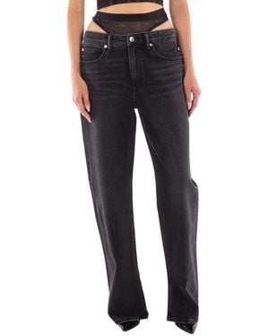 Alexander Wang Slit Hem Jeans With Prestyle Hotfix Undie, Waist - Black