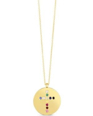 Tresorra 14K Multi Gemstone Cross Medallion Pendant Necklace - Metallic