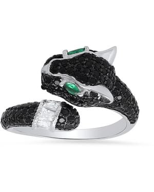 Kylie Harper Sterling Panther Cubic Zirconia Cz Ring - Green
