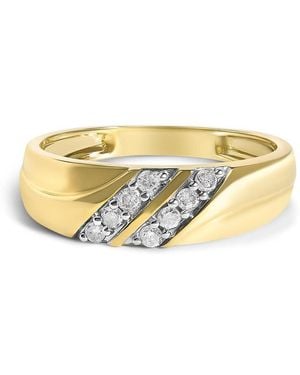 Haus of Brilliance 14K Plated Sterling 1/4 Cttw Diamond Two Row Channel Band Ring - Metallic