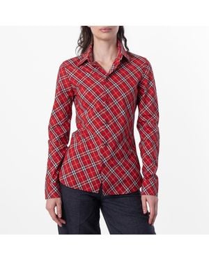 Burberry Check Cotton Cropped Shirt, Brand Size 12 Us - Red