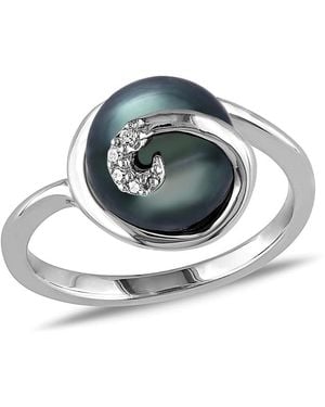 Amour 5 Mm Tahitian Pearl Swirl Ring - Metallic