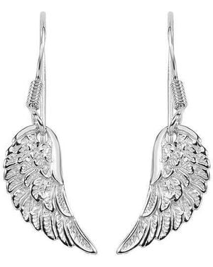 Tresorra Sterling Angel Wing Drop Earrings - Metallic
