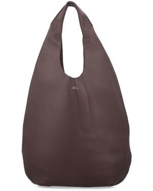A.P.C. Le Neige Grained Leather Handbag Tonka Cow Tote - Brown