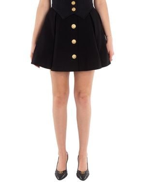 Balmain Pleated Crepe Tulip Skirt - Black