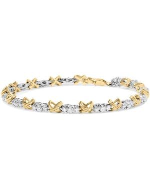 Haus of Brilliance 10K Two-Tone 1.00 Cttw Diamond X-Link Link Bracelet - Metallic