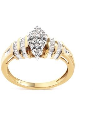 Haus of Brilliance 10K 1/2 Cttw Diamond Pear Shaped Head And Multi Row Channel Set Shank Ring (H-I Colour, Si2-I1 Clarity) - Metallic