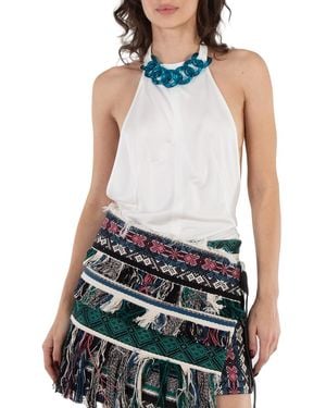 JW Anderson Ladies Off Chain-Link Halterneck Top, Brand Size 10 (Us - Blue