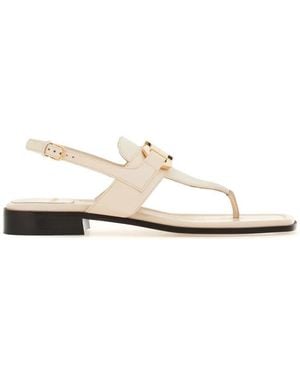 Ferragamo Gancini-Buckle Leather Sandals - White