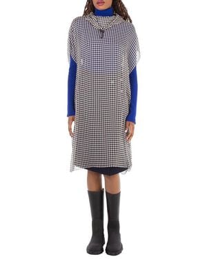 Burberry Monochrome Houndstooth Hooded Dress - Grey