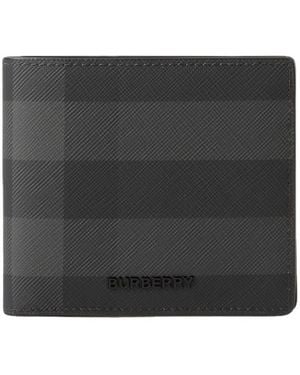 Burberry Charcoal Check Slim Bifold Wallet - Black