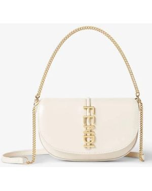 Fendi Graphy Leather Wallet On Chain - Natural