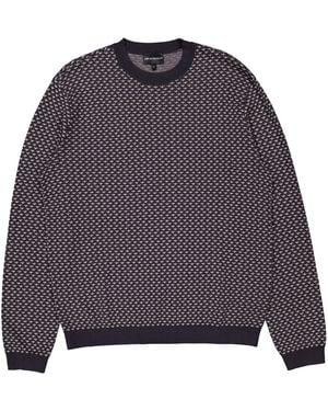 Emporio Armani Long Sleeve Wool Blend Jumper - Blue