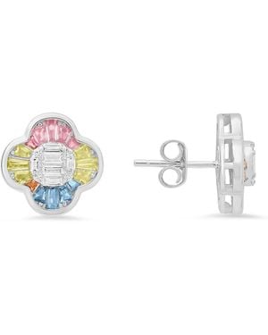 Kylie Harper Sterling Pastel Multi-colour Clover Earrings - Blue