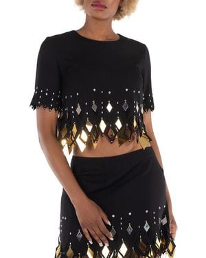 Rabanne Ladies Embellished Crop Top, Brand Size 34 (Us - Black