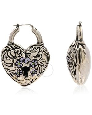 Acne Studios Antique Silver Heart-shaped Earrings - Brown