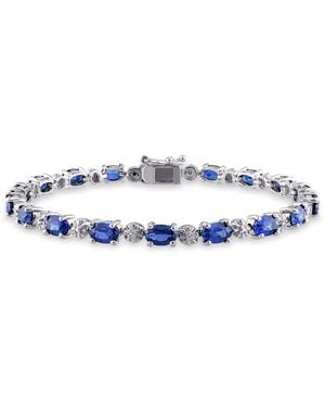 Amour 9 7/8 Ct Tgw Created Sapphire And Diamond Bracelet - Blue