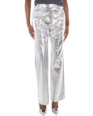 ROTATE BIRGER CHRISTENSEN Ladies Embossed Crocodile Skin Effect Trousers - Grey