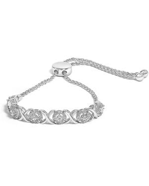 Haus of Brilliance 925 Sterling 1/6 Cttw Diamond X And O Bolo Bracelet - Metallic