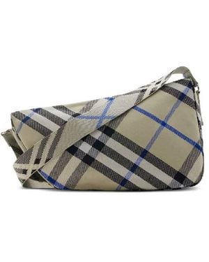 Burberry Check Pattern Shield Messenger Bag - Blue