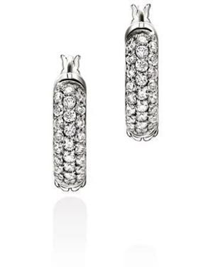 John Hardy Essential Hoop Earring, Sterling, Diamonds, 13Mm - Metallic