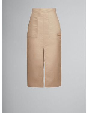 Marni Midi Skirt With Slit, Size 36 - Natural