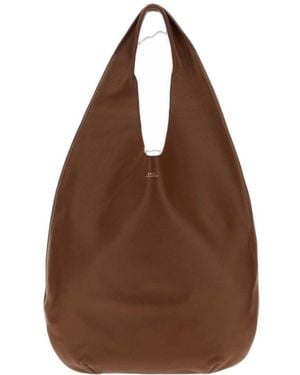 A.P.C. Leather Le Neige Shoulder Bag Noisette Exterior: Borse A Mano - Brown