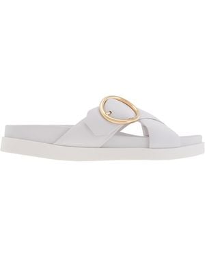 Bally Elida Leather Slide Sandals, Brand Size 35 Us - White