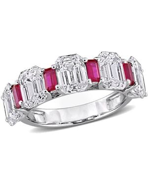 Created Forever 5Ct Tw Lab-Grown Diamond And 1Ct Tgw Created Ruby Semi-Eternity Ring - Pink
