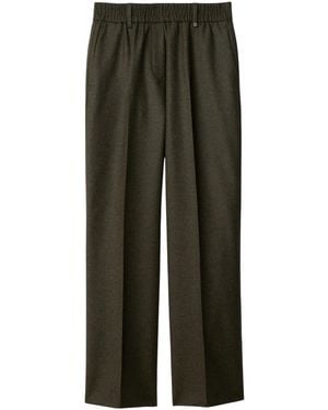 Burberry Elastic-Waist Wool Trousers, Brand Size 4 (Us - Green