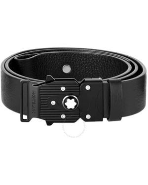 Montblanc M Lock 35Mm Grainy Leather Belt - Black