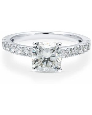 Brilliant Diamond 2 1/2 Carat Cushion Lab Grown Diamond Engagement Ring - White