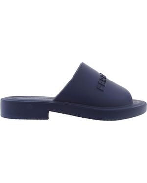 Ferragamo Ferragamo Giuneva Logo Embossed Slides, Size 7 - Blue