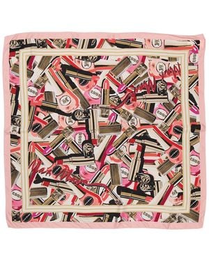 Max Mara Ladies Sugared-Almond Rose Carre Silk Scarf - Pink