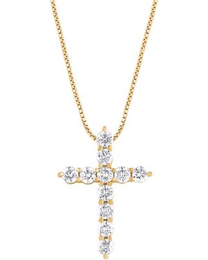 Brilliant Diamond 2 Carat 14K Round Cut Lab Grown Diamond 18" Cross Pendant Necklace For - Color/Clarity-F-Vs2 - Metallic
