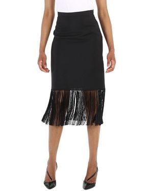 Burberry Mohair Wool A-Line Fringed Skirt, Brand Size 6 (Us - Black