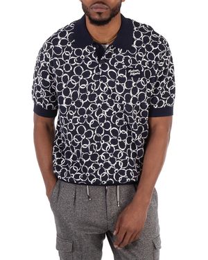Maison Kitsuné Abstract Daisy Jacquard Polo Shirt - Black