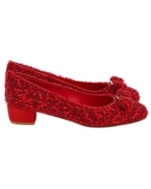 Ferragamo Vara Embellished Ballet Pumps - Red