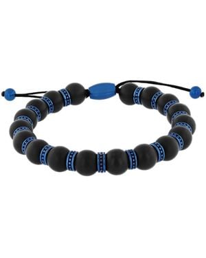 Robert Alton Stainless Steel Matte Onyx Bead Bolo Bracelet - Blue