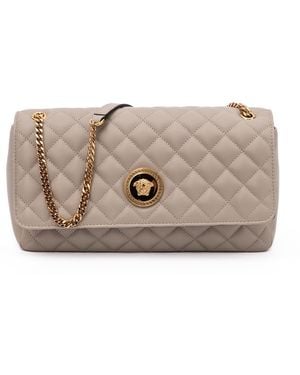 Versace Quilted Lambskin Shoulder Bag Taupe - Natural