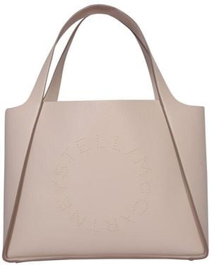 Stella McCartney Logo Studded Open-Top Tote Bag - Natural