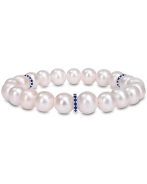 Amour 9-9.5Mm Freshwater Cultured Pearl And Created Sapphire Rondelles Bracelet - Pink