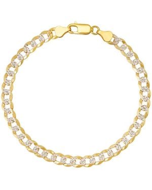 Kylie Harper Thick 8.5" Italian Two-Tone Diamond-Cut Pave Miami Cuban Curb Chain Bracelet - Metallic