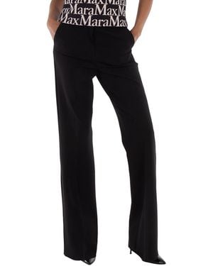 Max Mara Wide-Leg Tailored Pants, Brand Size 40 Us Size 6 - Black