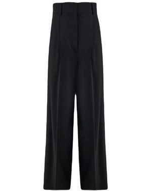 Ferragamo Wide-Leg Wool Trousers - Black