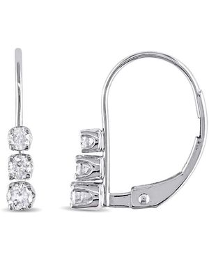 Amour 1/4 Ct Tw 3 Stone Diamond Leverback Earrings - Metallic