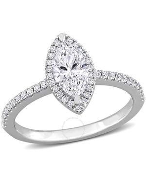 Created Forever 1 1/2 Ct Tw Marquise & Round Lab Created Diamond With Tsavorite Accent Halo Engagement Ring - Metallic