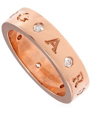 BVLGARI Ladies 18 Kt Rose Band Ring With Diamonds - Natural