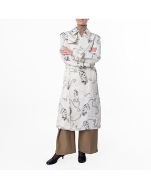 Burberry Long Knight Hardware Tricotine Trench Coat, Brand Size 4 (Us - White
