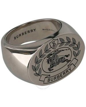 Burberry Engraved Ekd Palladium-plated Signet Ring - Gray